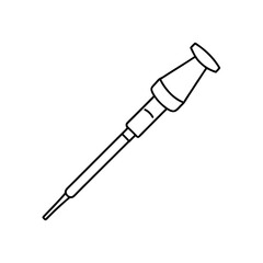 Black and White Syringe Drawing Illustration Depicting Medical Equipment for Injections or Extractions Minimalist and Clear Design