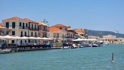lefkada island summer tourist resort by the sea in greece