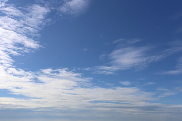 Expansive Clear Blue Sky with Wispy Clouds and Tranquil Atmosphere Perfect for Nature and Weather...