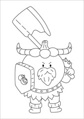 Prepare for battle with this captivating series of black and white line art, showcasing your favorite fruits and vegetables transformed into legendary warriors! Discover the might of a Viking broccoli