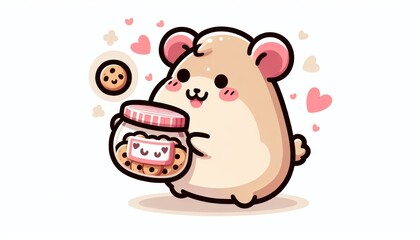 Adorable Pixel Art Hamster with Cookie Jar