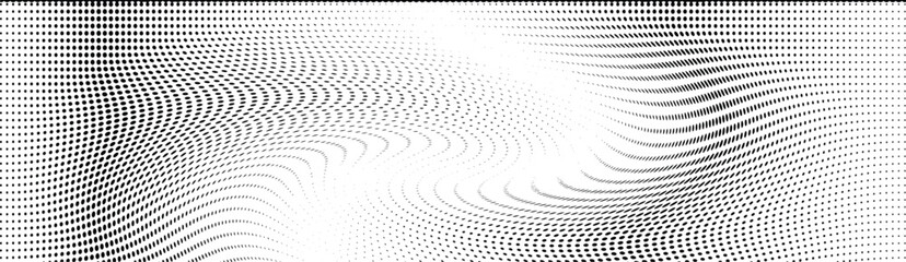 Wavy gradient halftone dots pattern texture background
