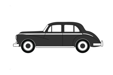 Obraz premium Vintage black car: A meticulously designed vintage car in profile, showcasing classic automotive elegance and design, evokes nostalgia for a bygone era.