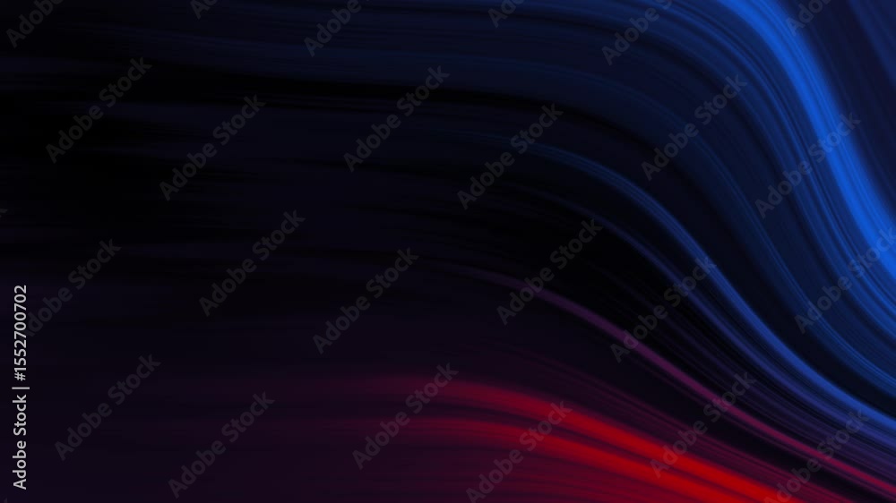 Poster abstract animated background with vibrant blue red wave lines flowing in a seamless motion, creating