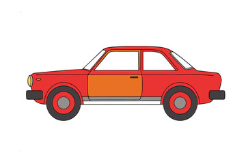 Red Classic Car Illustration: A vibrant illustration showcasing a vintage red automobile, with a distinct design. Ideal for transportation projects and automotive-themed visuals.