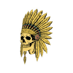skull and indians sticker