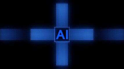 neon Innovative Advanced AI Chip Artificial intelligence chipset circuit board futuristic concept technology computer chipset technology network. - Powered by Adobe