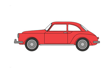 Fototapeta premium Classic Red Car: A vibrant red vintage car, evoking nostalgia, speeds into the forefront of your imagination, celebrating the timeless charm of classic automobile design.