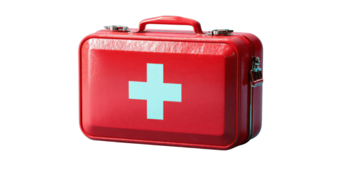 Red box with a green cross on it. three-dimension-isolated-transparent-background-cutout-3d-png