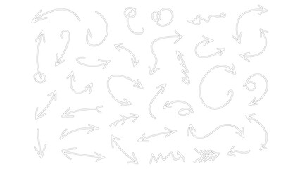 Scribble Style Hand Drawn Arrow Outline Set