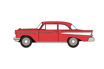 Red Classic Car Profile: A sleek, vintage red car in profile view, showcasing its classic design and nostalgic appeal.  