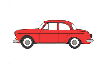 Classic Red Car: A vibrant illustration of a classic red car, designed with clean lines and a timeless appeal, perfect for transportation and vehicle-themed projects. 