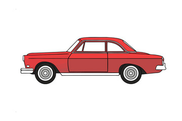 Obraz premium Classic Red Coupe: A detailed illustration showcases a vintage red coupe in profile, embodying the charm and elegance of classic automotive design. 