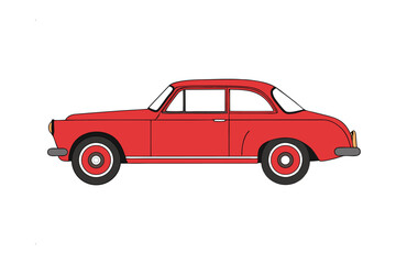 Fototapeta premium Vintage Red Ride: A classic, vividly red vintage car, exuding timeless charm and elegance. Perfect for evoking nostalgia. 