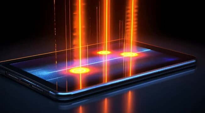 Phones glowing energy beams radiate outwards