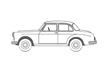 Fototapeta premium Classic automobile design: A meticulously crafted line drawing, capturing the essence of an vintage automobile, with precise details, emphasizing timeless design and mechanical elegance.