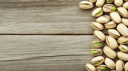 Pistachios on weathered wood