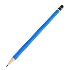 A blue pencil with a sharpened tip, suitable for writing or drawing.