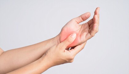 手が痛い女性の手元