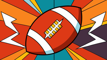 A vibrant football soaring through electric energy with bold colorful pop art