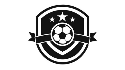 Obraz premium A classic soccer badge with three shining stars and a ribbon graphic in black