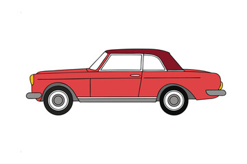 Vintage Red Coupe: A timeless red coupe is elegantly displayed, capturing the allure of classic automotive design and style.