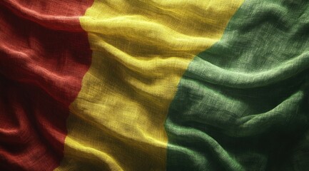 Rippled flag, red, yellow, green vertical stripes