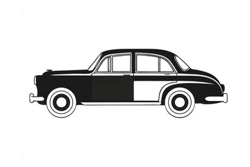 Vintage Car Illustration: Classic vehicle illustration in graphic form. It stands out due to its simple yet elegant design. This image is perfect for vintage themes, automotive industry.