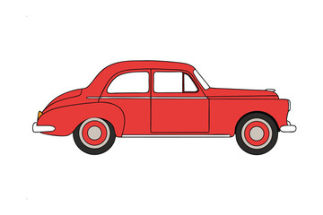 Vintage Red Car: A classic vintage car in a striking red hue stands still, showcasing timeless design and nostalgic charm.