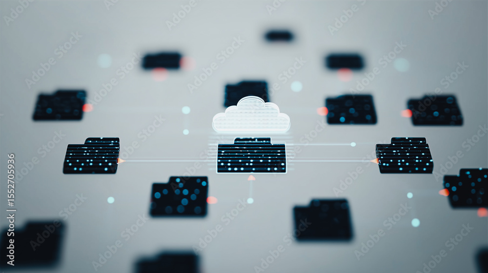 Poster cloud data connection: a visualization of the cloud data connection depicts how digital information 