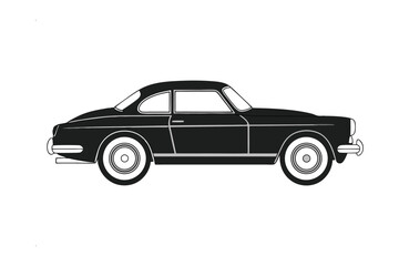 Naklejka premium Sleek Silhouette: A classic black coupe embodies the spirit of vintage automotive design. Its graceful lines and iconic form evoke a sense of timeless elegance and automotive heritage.
