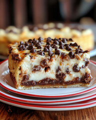 Slice of homemade cheesecake with berries on a plate