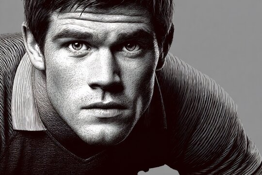 Rugby Prop Bends Sideways Into A Scrum, Shoulders Squared And Head Forward. His Arms Lock Onto An Invisible Teammate, And His Stance Is Powerful And Low. The Shirt Stretches Ac