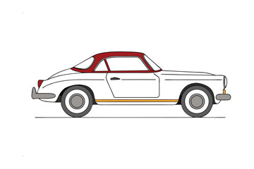 Fototapeta premium Classic Car with Red Top: A meticulously illustrated classic automobile, showcasing its sleek lines, pristine paintwork, and contrasting red top.