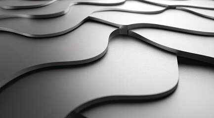 Abstract layered, wavy, metallic surface