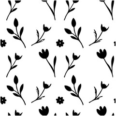 Elegant floral pattern design with black botanical elements for background purposes