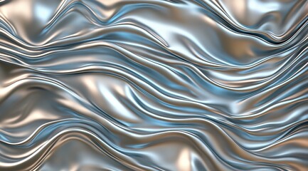 Abstract metallic fabric folds in silvery tones