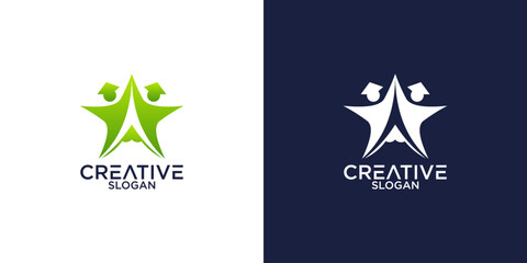 people and globe education logo vector design
