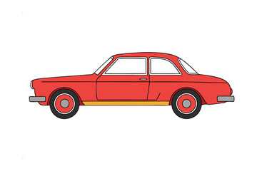 Obraz premium Vintage Red Car Illustration: A vibrant illustration of a classic red car, featuring clean lines and retro styling, evokes a sense of nostalgia and timeless design.