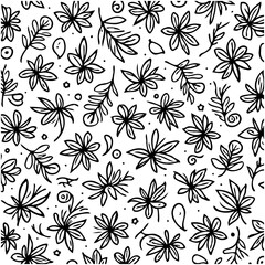 Seamless Floral Pattern Design: Hand-Drawn Botanical Elements for Creative Backgrounds