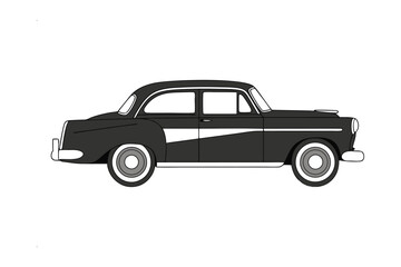 Vintage Classic Car Illustration: A vintage classic car is rendered with smooth vector lines and subtle color gradients