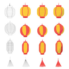 set collection of lantern. Japan Obon festival. Lantern Obon japan festival. Summer festival