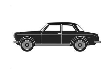 Classic Black Car: A sleek black car, a symbol of timeless design, stands poised and ready for adventure against a clean backdrop. Reflecting heritage and modernity. 