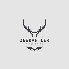 Deer antler logo for hunting and adventure community in nature simple and elegant symbol