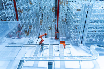 model of smart robot in manufacturing industry for modern storage system in intellegence factory...