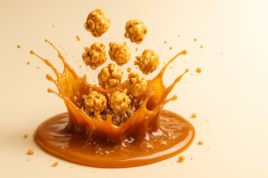 "Caramel Impact: Popcorn in Freefall"