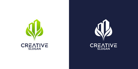 building leaf logo vector design