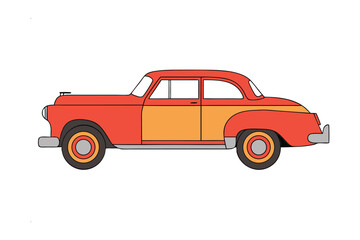 Fototapeta premium Classic Car Illustration: Nostalgic illustration of a vintage car design, symbolizing automotive history and the timeless appeal of classic vehicle aesthetics.