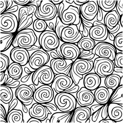 Elegant floral vector pattern with swirls and petals for textiles or wallpaper