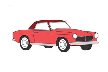 Fototapeta premium Classic Coupe Illustration: A vintage red coupe with a maroon hardtop, showcased in a clean illustration style. Its sleek lines and classic design evoke a sense of nostalgia and timeless elegance. 